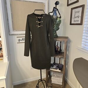 MICHAEL Michael Kors Army Green Long Sleeve Dress